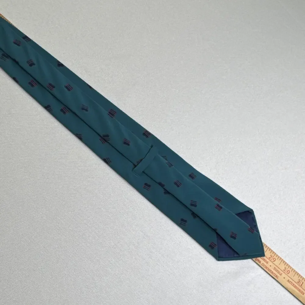 David Lawrence Men's Teal Silk Geometric Tie Hand Made in Italy